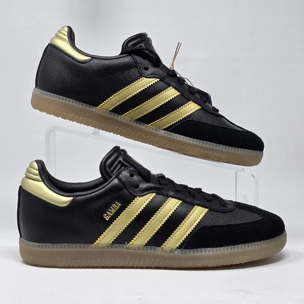Adidas Samba Messi Boys Grade School Black Gold Metallic Gum JH5641 Size 5.5 New